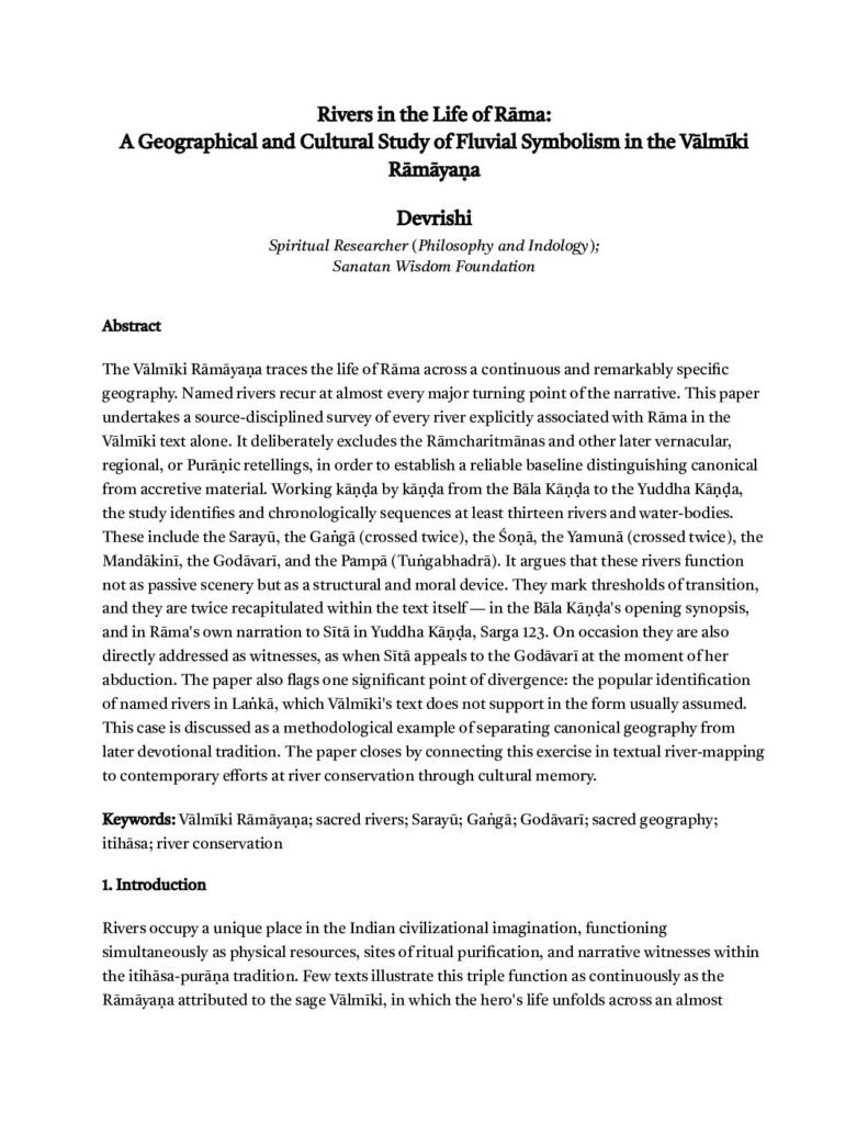 Rivers in the Life of Rāma: A Geographical and Cultural Study of Fluvial Symbolism in the Vālmīki Rāmāyaṇa — page 1